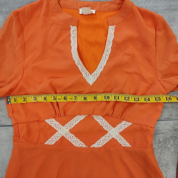 Love Riche Girls Orange Bell Sleeve Peasant V neck Midi Dress Juniors Medium - Picture 6 of 10